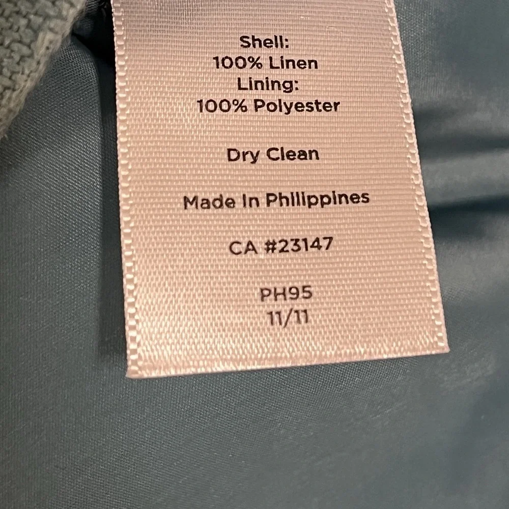 Talbots Woman Petites Blue 100% Linen Collarless Button Jacket 14WP Tailored